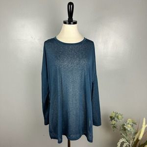 Alo Yoga Arrow Oversized Long Sleeve Tee Teal Blue
